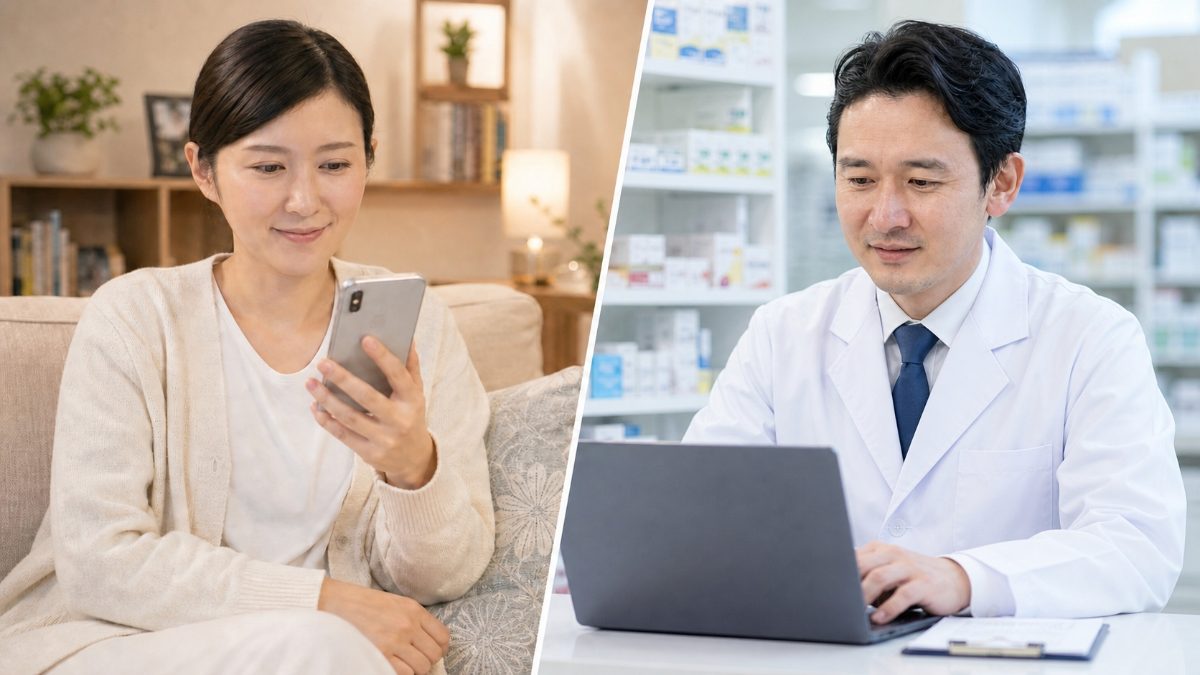 おたがいに評価を確認する薬剤師と薬局経営者